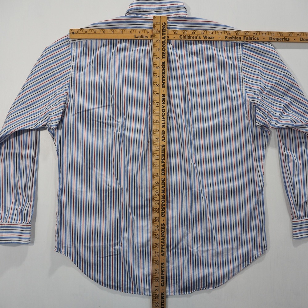 Ralph Lauren Shirt Mens 17 1/2 Blue Striped Long Sleeve Classic Fit Button Down - Picture 5 of 10
